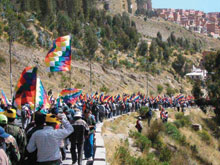 Photo by Indymedia Bolivia. 2005 Indigenous
solidarity march in La Paz.